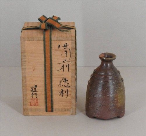 Bizen Ware Tokkuri Sake Bottle by Takeyuki Norimatsu Japanese Pottery-TK405