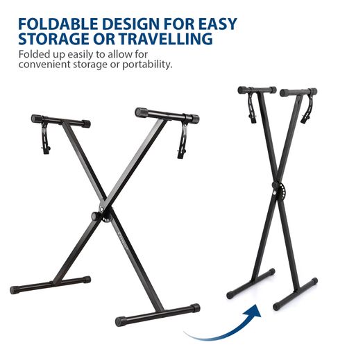 Double Braced Height Adjustable X Frame Music Piano Keyboard Stand & Bench Chair — image 10