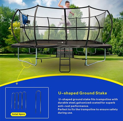 Big Air Super Bounce 8x12ft Rectangular Trampoline with Safety Enclosure Black - — image 5