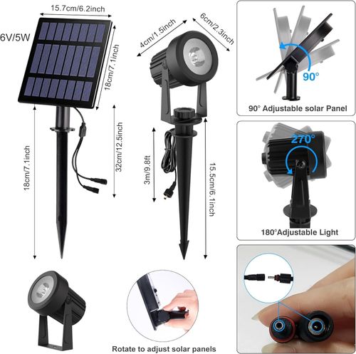 T-SUN Solar Powered Spot Lights LED Outdoor Wall Light Garden Landscape Lamps UK — image 3