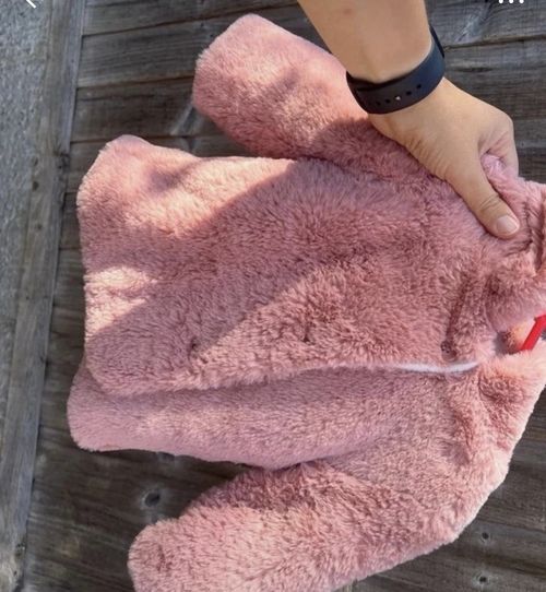 Nutmeg Girls Pink Faux Fur Hooded Lined Zip Coat Jacket 6-9 Months — image 6