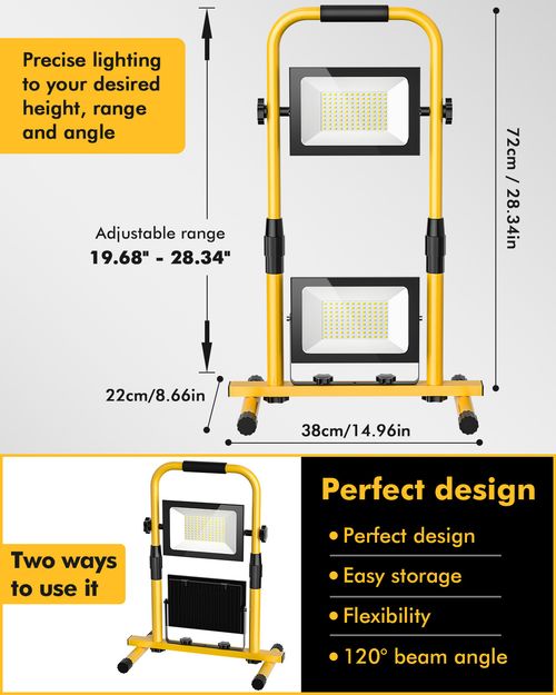 Work Lights Tripod Site LED Mains Powered Portable 230v 200W Light Stand — image 3