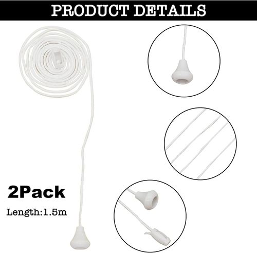 2, 1 Pack Bathroom Light Pull Cord Switch String Ceiling Shower Acorn White — image 8