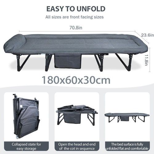 Single Foldable Folding Bed & Mattress Guest Bed Heavy Duty Portable Large Bed