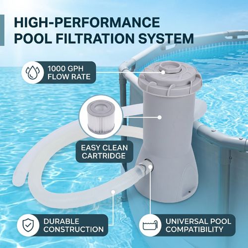 Above Ground Pool Filter Pump 1000 GPH Powerful Swimming Pool Cartridge Filter — image 3