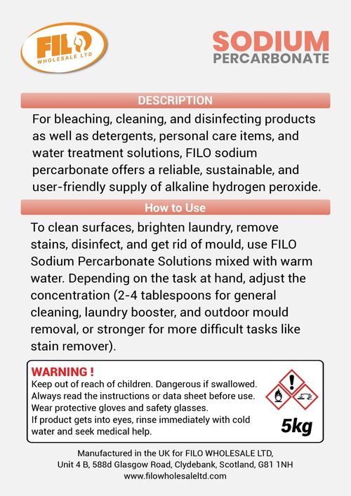 Sodium Percarbonate 4x5 Kg Oxygen Bleach Laundry Whitener Stain Remover Granules — image 10