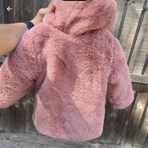 Nutmeg Girls Pink Faux Fur Hooded Lined Zip Coat Jacket 6-9 Months — image 5
