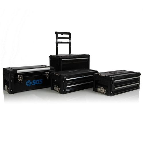 SGS Tool Box Cart 4 Part Stackable Storage 4 Drawers Wheels Handle Black Plastic — image 4