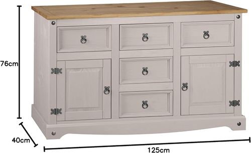 Corona Sideboard Grey 2 Door 5 Drawer Large - Mexican Solid Pine — image 2