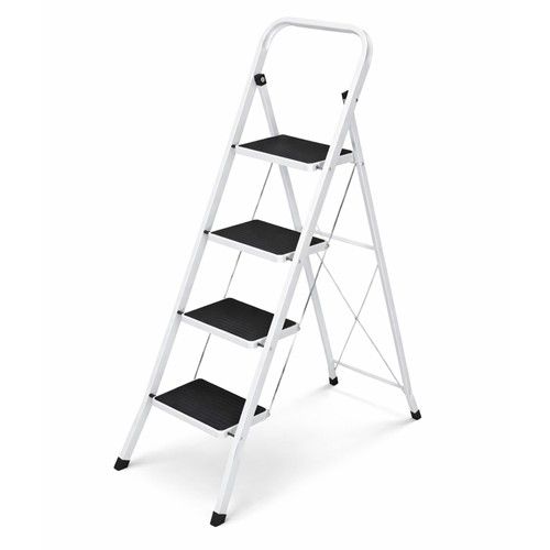 NEW! Foldable 4 Step Ladder Stepladder Non Slip Tread Safety Steel Step