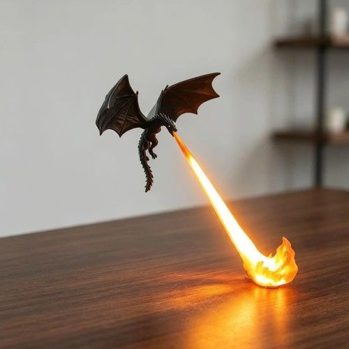 Fire-breathing Dragon Figurine, Gift, Glow-in-the-Dark Dinosaur, Halloween Gift