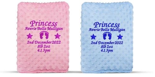 Personalised Baby Blanket Embroidered Soft Bubble Boy Girl Gift Stars Newborn