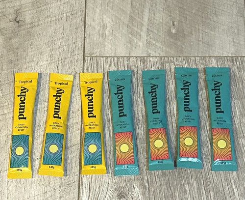 Punchy Electrolytes Hydration Sachet Drink Mix Citrus and Tropical Flavour 4.85g