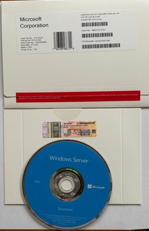 Microsoft Windows Server 2025 Datacentre 64Bit  96 Core DVD+Key