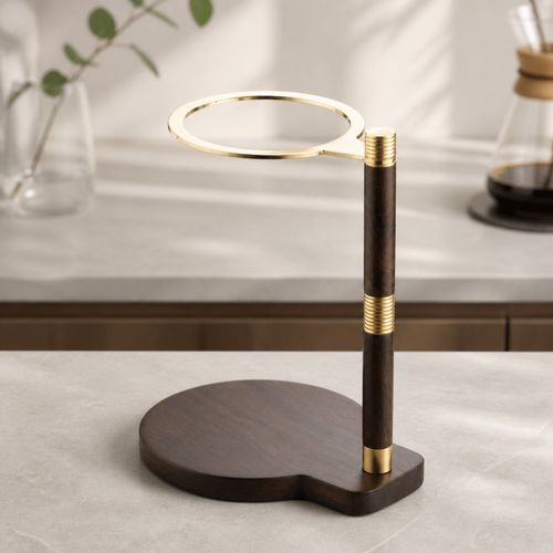 Wooden Pour-over Coffee Stand Solid Wood for Office Beverage Area — image 5