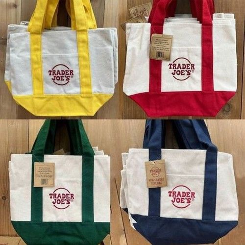 Trader Mini Joe’sCanvas Reusable Tote Bags Colorful Canvas Tote Bag 4 Colors