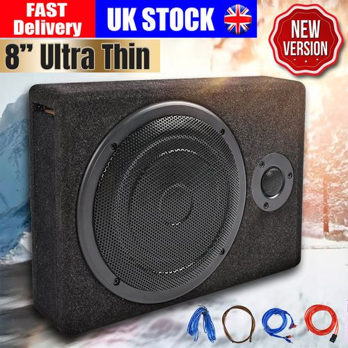 800W 8" Car Subwoofer Under-Seat Sub Woofer Speaker Stereo Slim Amplifier 4Ω UK — image 1