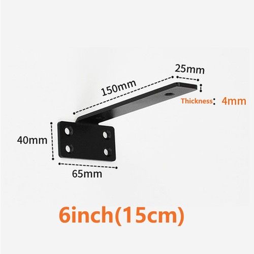 2/4/6Pcs Heavy Duty Black Shelf Brackets, Floating Shelf Wall Support 15/20/25cm