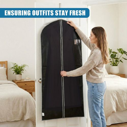 2 Pcs Zip Up Hanging Suit Dress Coat Garment Bag Clothes Cover DustProof Storage — image 3