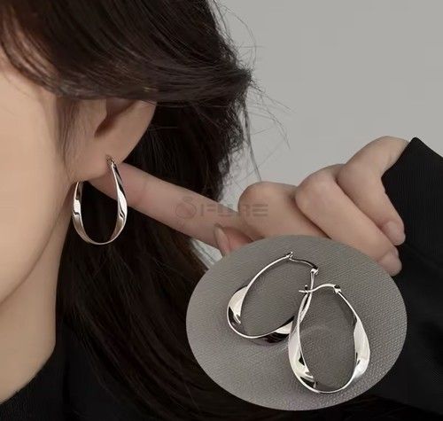 925 Sterling Silver Gold Twisted Drop Earrings Stylish Ladies Hoop Jewellery