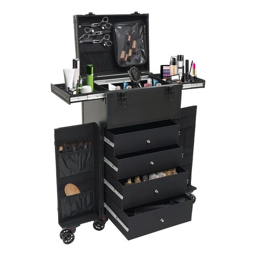 Professional Makeup Case Organizer Travel Case Rolling Makeup Cosmetics Box — image 6