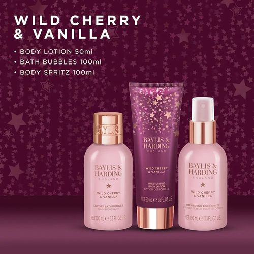 Baylis & Harding Wild Cherry & Vanilla Gift Wrapped Pamper Trio Gift Set — image 3