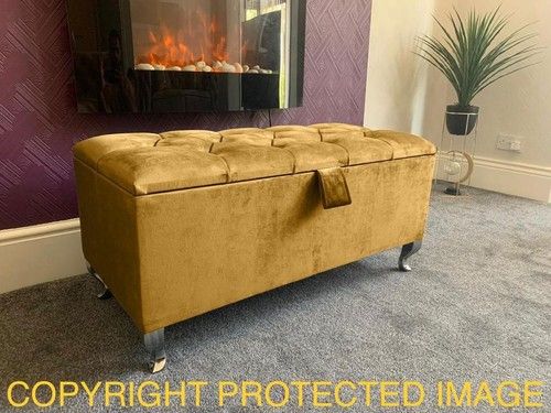 Ottoman Storage Box Chesterfield Velvet Blanket Toy Box  Pouffe Bench Footstool