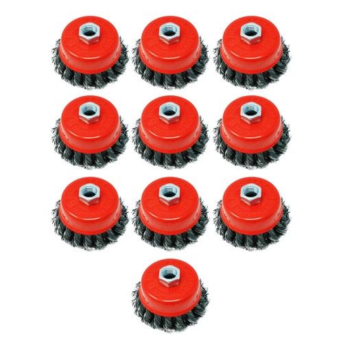 Twist Knot Wire Wheel Cup Brush Set for Angle Grinder 3" M14 10Pcs Crew