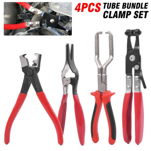 4PC Hose Clamp Removal Pliers Set Flexible Spring-Loaded Long Nose Pliers Carbon — image 5