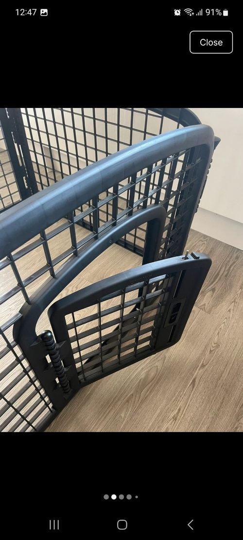 Black Plastic Indoor Dog Puppy Playpen Pen Panels with Door Gate — image 2