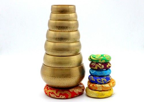 Handhammered Tibetan Singing Bowl set of 7 - Chakra Balancing Healing yoga bowls