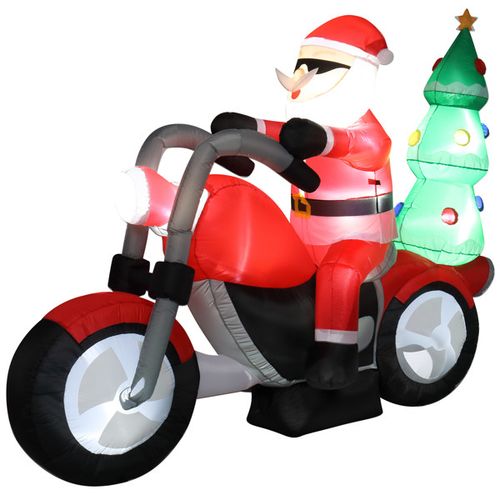6FT Inflatable Santa Claus Riding Motorcycle Christmas Outdoor Garden LED Decora — image 11