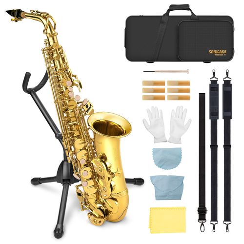 SONICAKE Gold Eb Alto Saxophone Complete Set Beginner Saxophone Full Kits UK — image 1