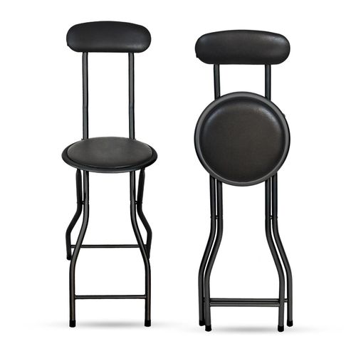 FOLDING BAR STOOL BREAKFAST BLACK PADDED HIGH BACK STOOL ROUND SEAT FOLDABLE NEW — image 14
