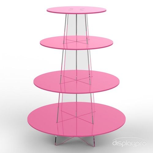 Cupcake Cake Display Stand - 4 Tier Round Clear White Black Blue Pink Acrylic