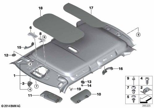 MINI Genuine Right Driver Side OS Side Sun Visor Black Fits F55 F56 51167375954
