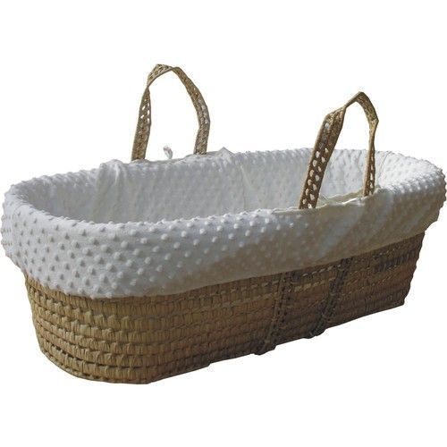 Handmade Moses Basket Dressing in Cream Dimple Fleece, Cover Soft Baby Bedding