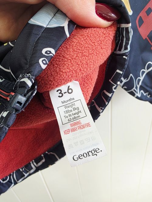 George 3-6 months boys shower proof jacket dinosaur cars print — image 2