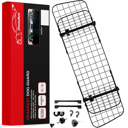 UNIVERSAL DOG GUARD ADJUSTABLE SAFETY TRAVEL DOG PET HEADREST CAR MESH BARRIER