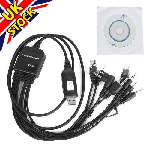 8in1 USB Programming Cable Cord Wired For Baofeng Motorola Kenwood HYT Radio CD