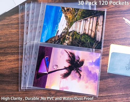 Pack of 30 A4 Photo Sleeves for 2/3/4 Ring Binder, Transparent Postcard Sleeves — image 5