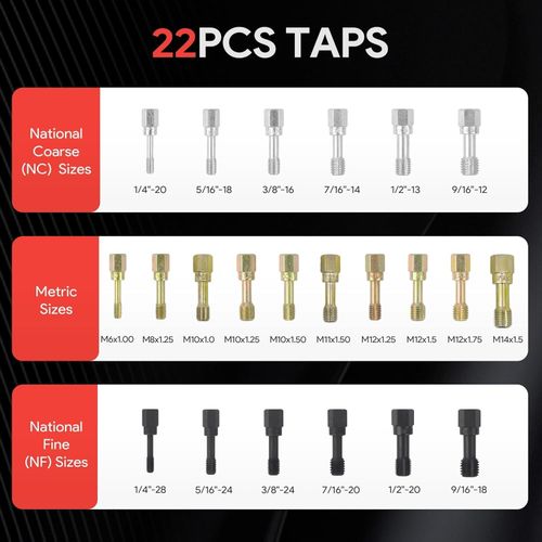 49PCS Thread Repair Chaser Tool Thread Restorer UNC UNF Metric File Tap Die Kit — image 6