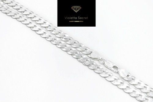 Solid 925 Sterling Silver Curb Chain Mens Boys Necklaces Italian Style Heavy
