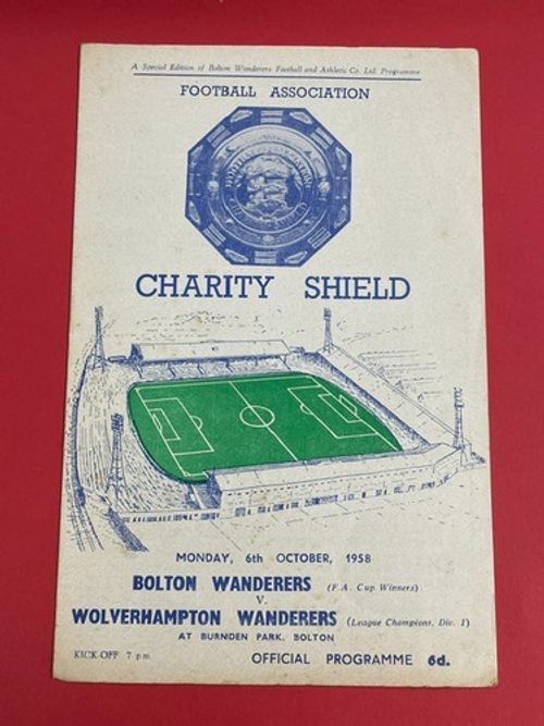 1958 BOLTON WANDERERS V WOLVERHAMPTON WANDERERS 06-10-1958 CHARITY SHIELD
