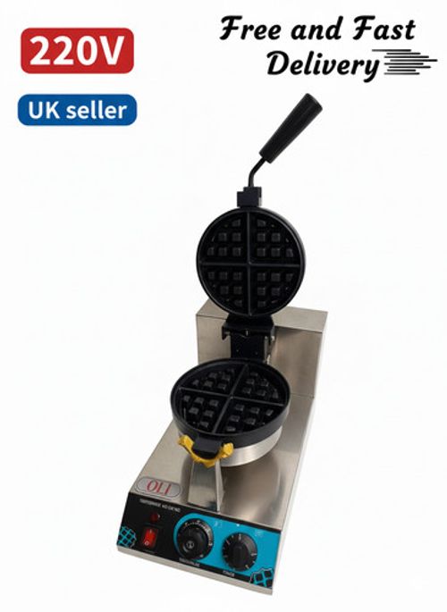 Commercial Single Rotating Waffle Maker Non-Stick 240V 2.4kW | Waffle Maker