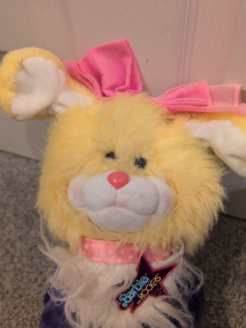 Vintage Barbie And The Rockers Dog Soft Toy 1986 Yellow And Purple Rare To Find — image 4