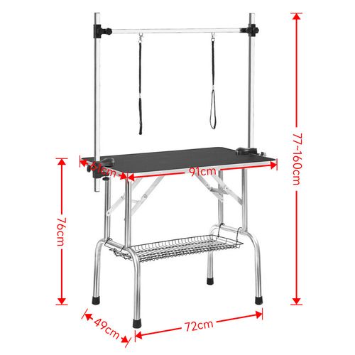 Pet Foldable Grooming Table w/ Adjustable Height Non-Slip Tabletop with 2 Leash — image 4