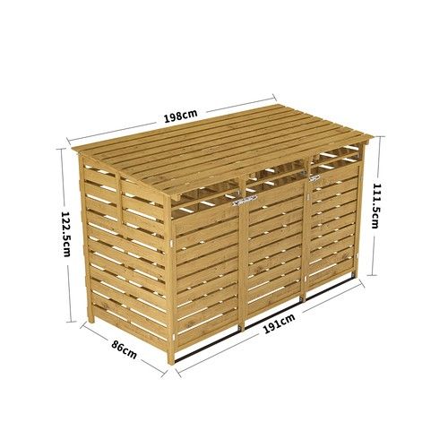 Wooden Wheelie Bin Storage Box Double/Triple Garden Outdoor 2/3 Dustbin Cabinet