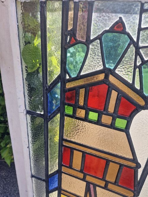 Art Deco 1920 Leaded Glass Window Boat — image 14