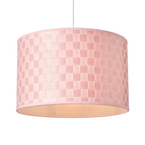 Litecraft Sovin Light Shade 35cm Woven Easy Fit Drum Ceiling Lampshade - Pink   